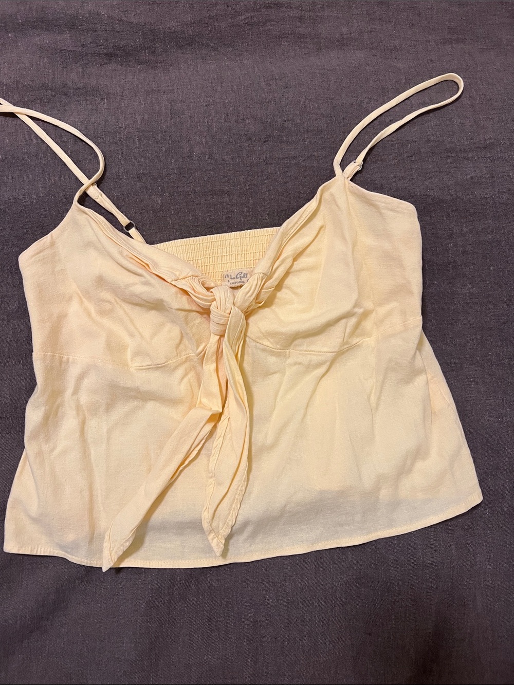 Brandy Melville Pale Yellow Tie-Front Spaghetti Strap Camisole